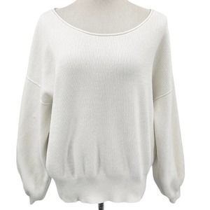 FREE PEOPLE Shadow Crew Pullover Sweater White